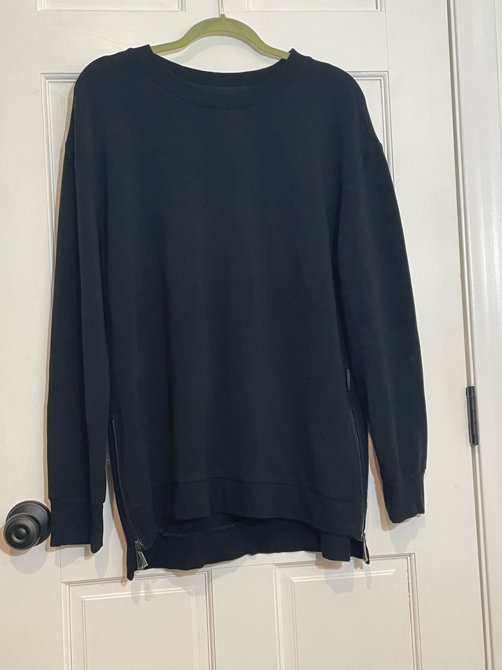 Varley Charter Sweatshirt Women’s Large Black Double Face Side Zip Pullover
